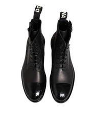 Dolce & Gabbana Brown Black Lace Up Mid Calf Men Boots Shoes - EU44/US11 - Boots