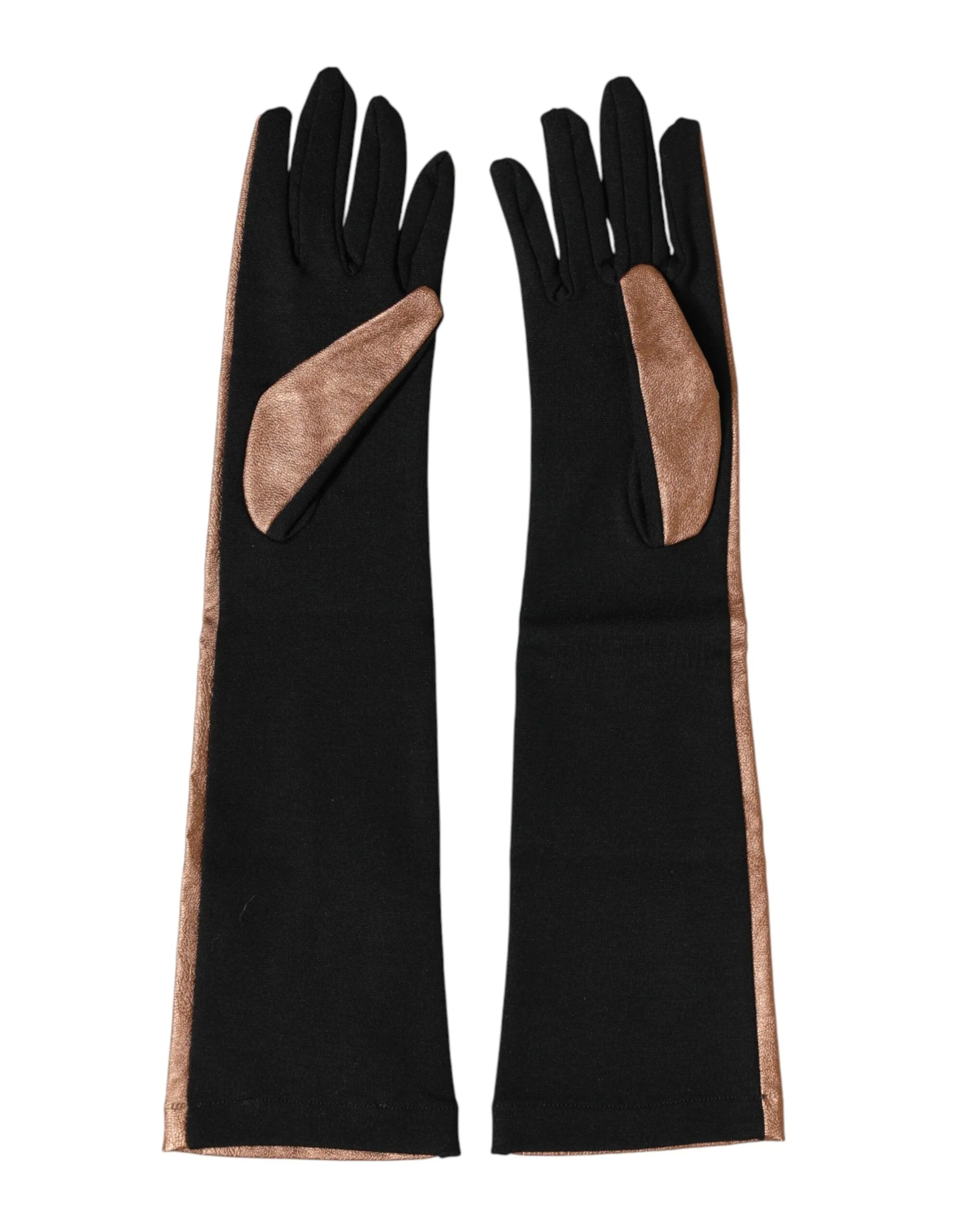 Dolce & Gabbana Brown Black Wool Elbow Length Mitten Men Gloves - 9|M