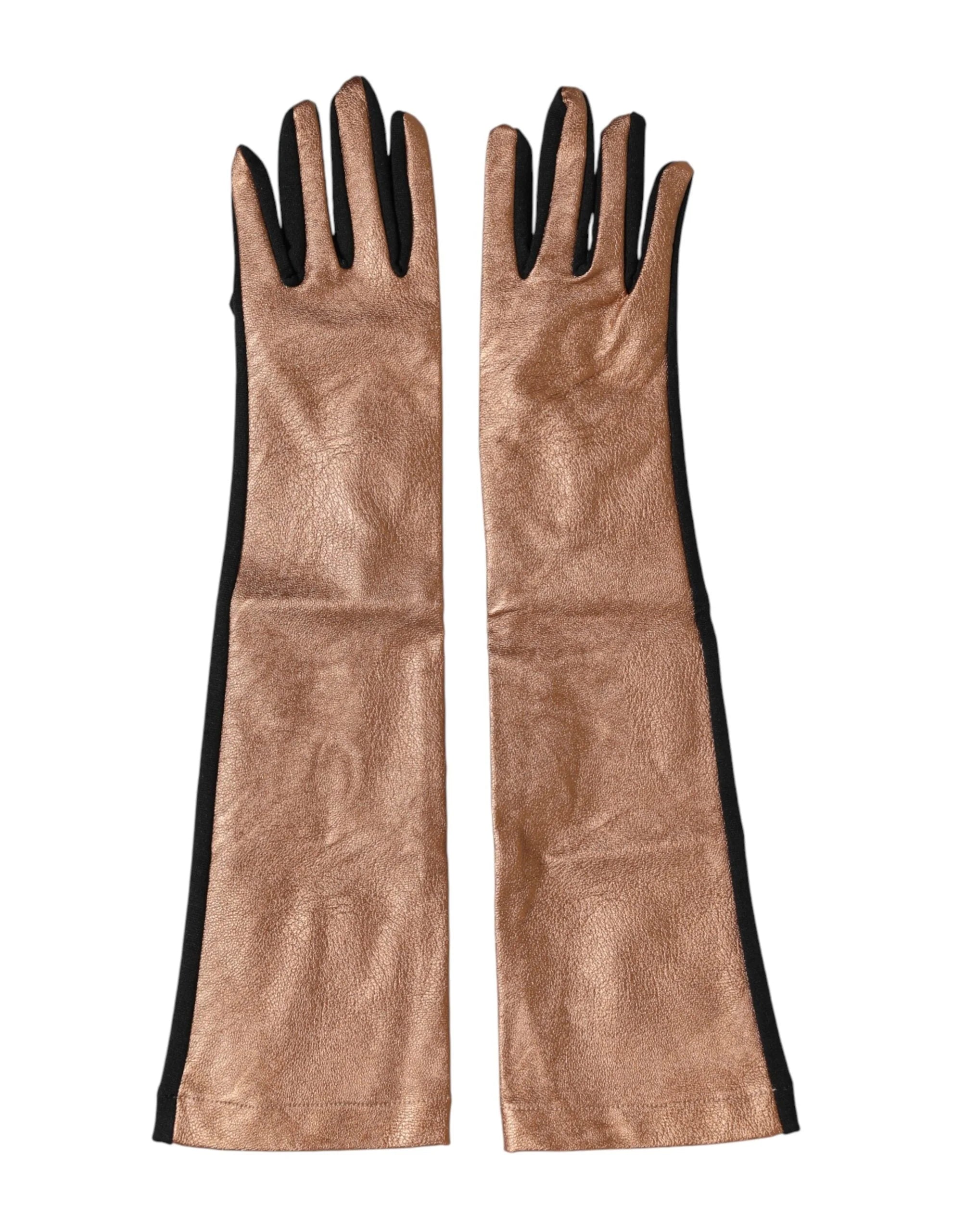Dolce & Gabbana Brown Black Wool Elbow Length Mitten Men Gloves - 9|M