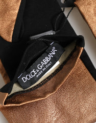 Dolce & Gabbana Brown Black Wool Elbow Length Mitten Men Gloves - 9|M