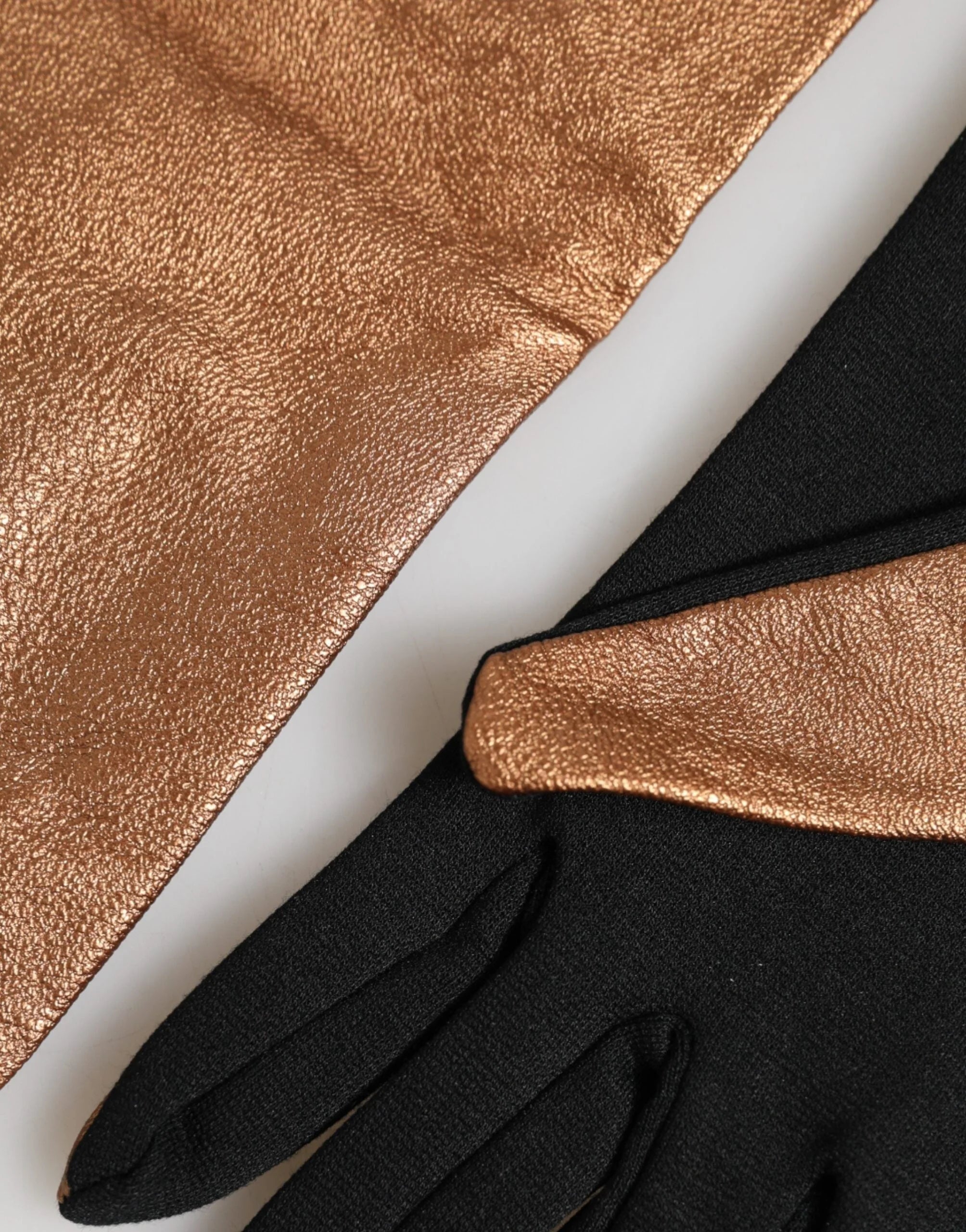 Dolce & Gabbana Brown Black Wool Elbow Length Mitten Men Gloves - 9|M