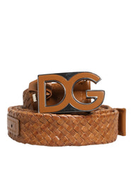 Dolce & Gabbana Brown Braided Metal DG Logo Buckle Belt - Belts
