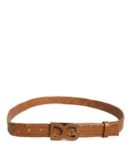 Dolce & Gabbana Brown Braided Metal DG Logo Buckle Belt - Belts