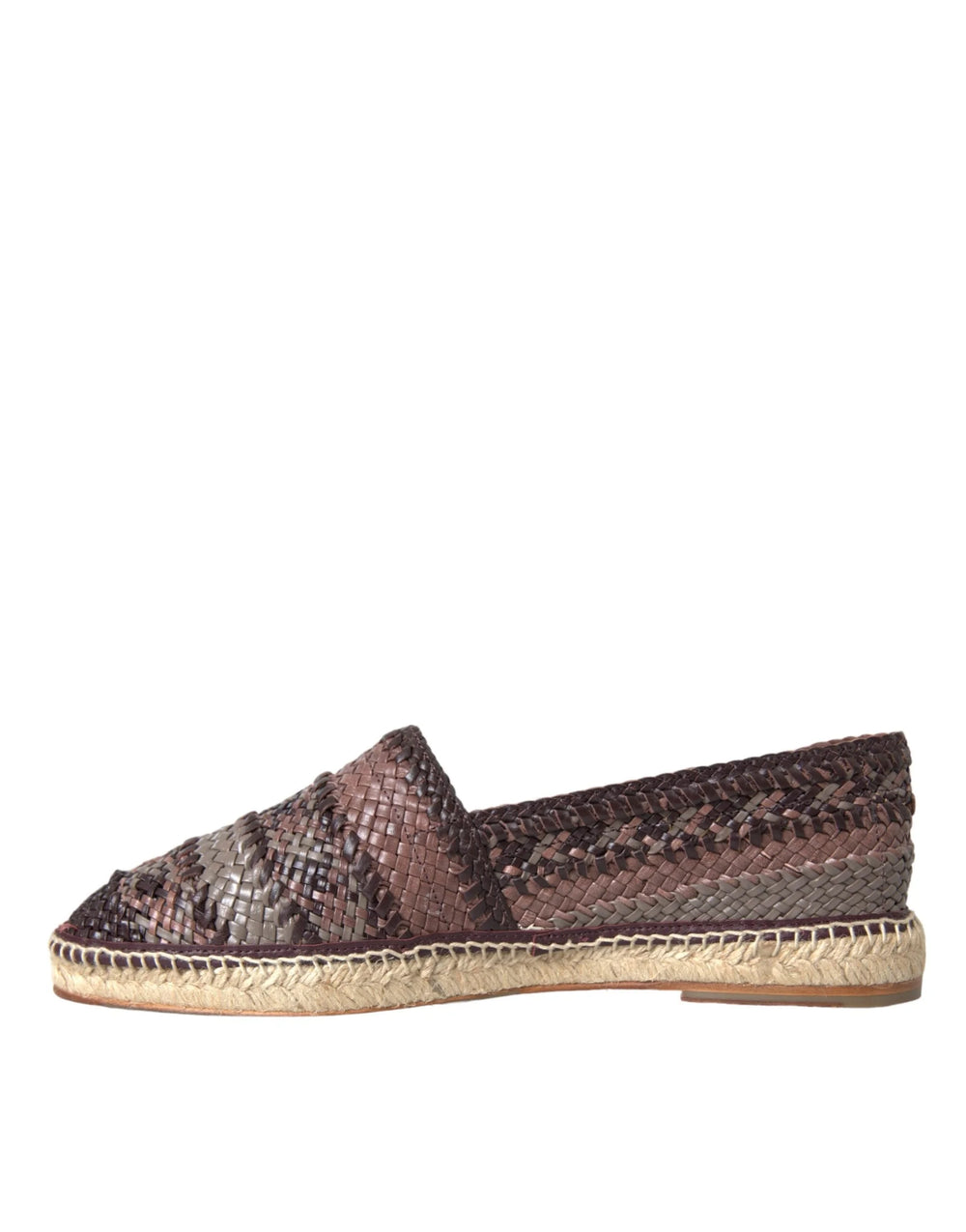 Dolce & Gabbana Brown Buffalo Leather Espadrille Flats Shoes - Flats