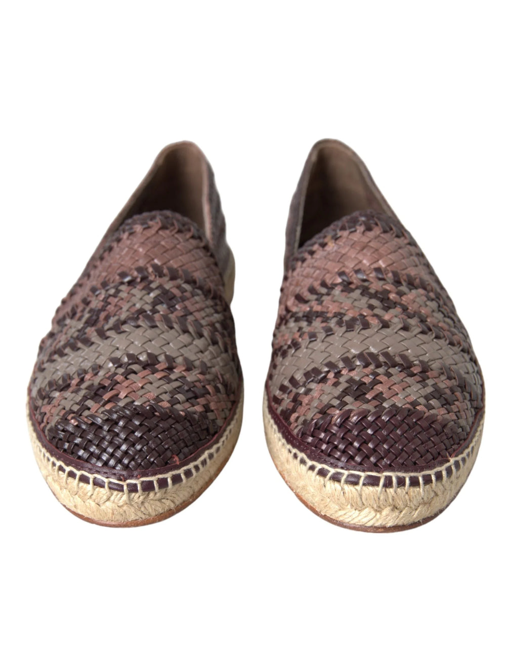 Dolce & Gabbana Brown Buffalo Leather Espadrille Flats Shoes - Flats