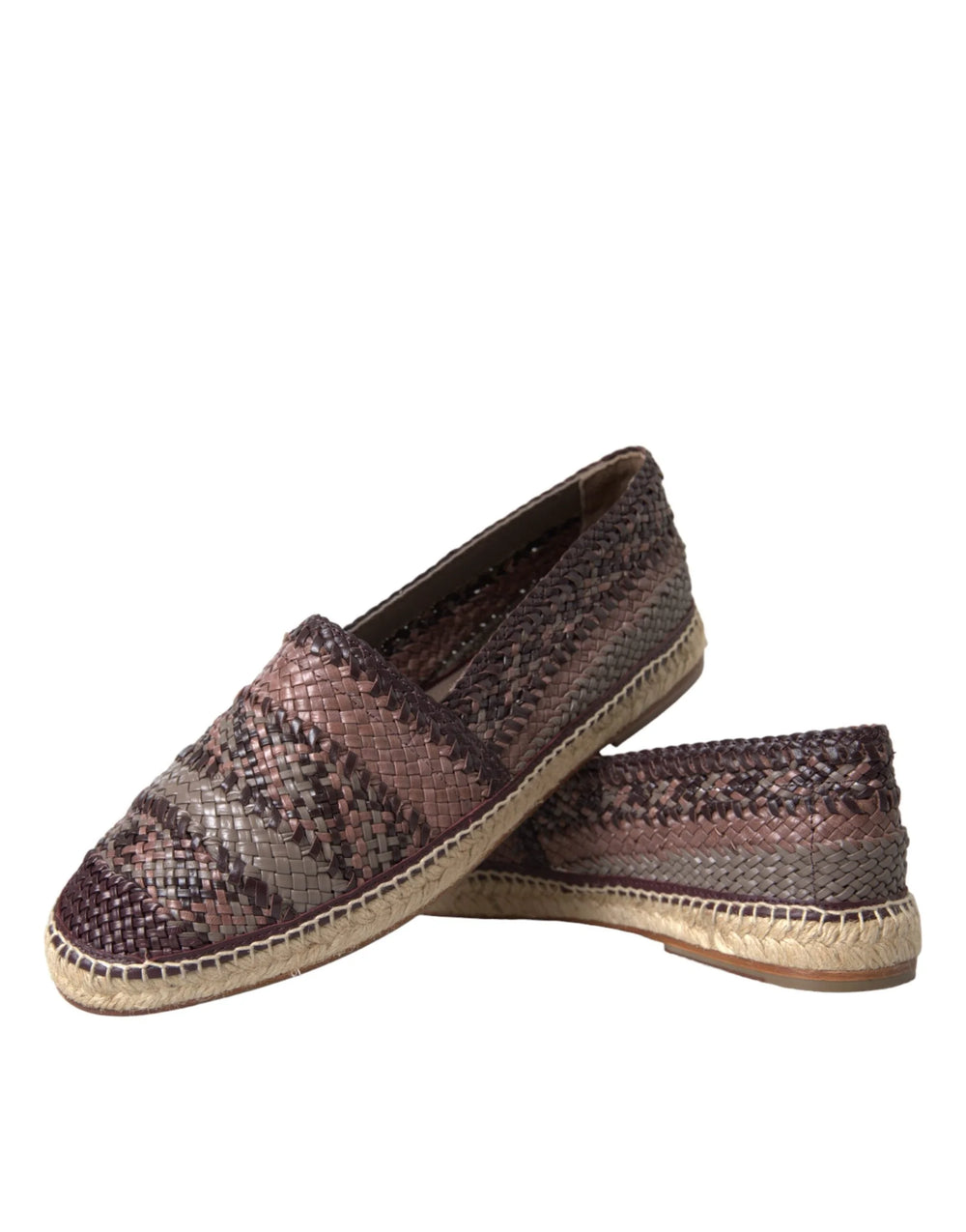Dolce & Gabbana Brown Buffalo Leather Espadrille Flats Shoes - Flats