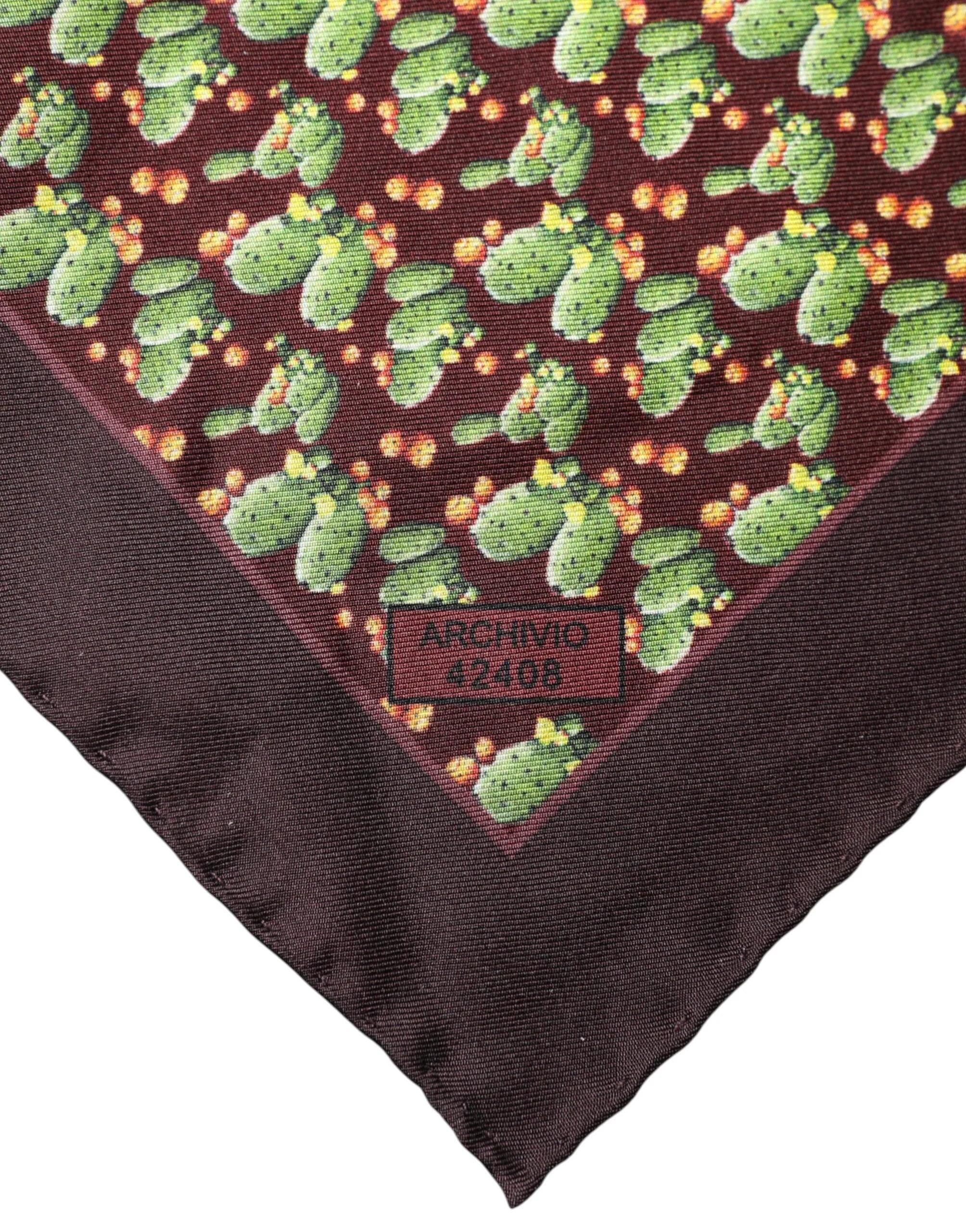 Dolce & Gabbana Brown Cactus Print Square Handkerchief Scarf - Scarves & Shawls