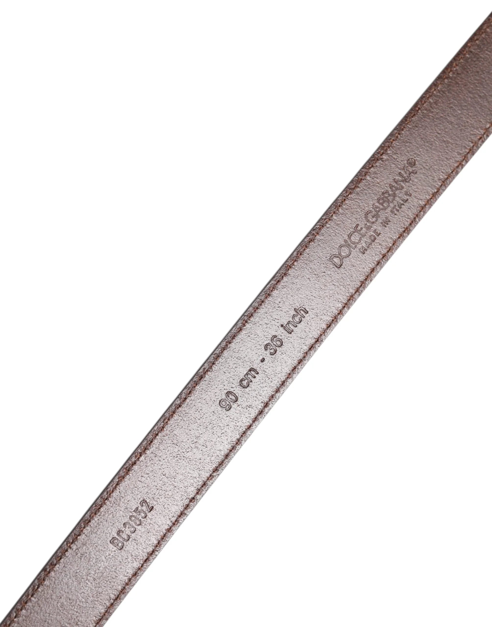 Dolce & Gabbana Brown Calf Leather Antique Buckle Belt - 105 cm / 42 Inches - Belts