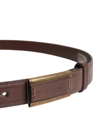 Dolce & Gabbana Brown Calf Leather Antique Buckle Belt - 105 cm / 42 Inches - Belts