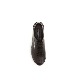 Dolce & Gabbana Brown Calf Leather Bos Taurus Low Top Sneakers