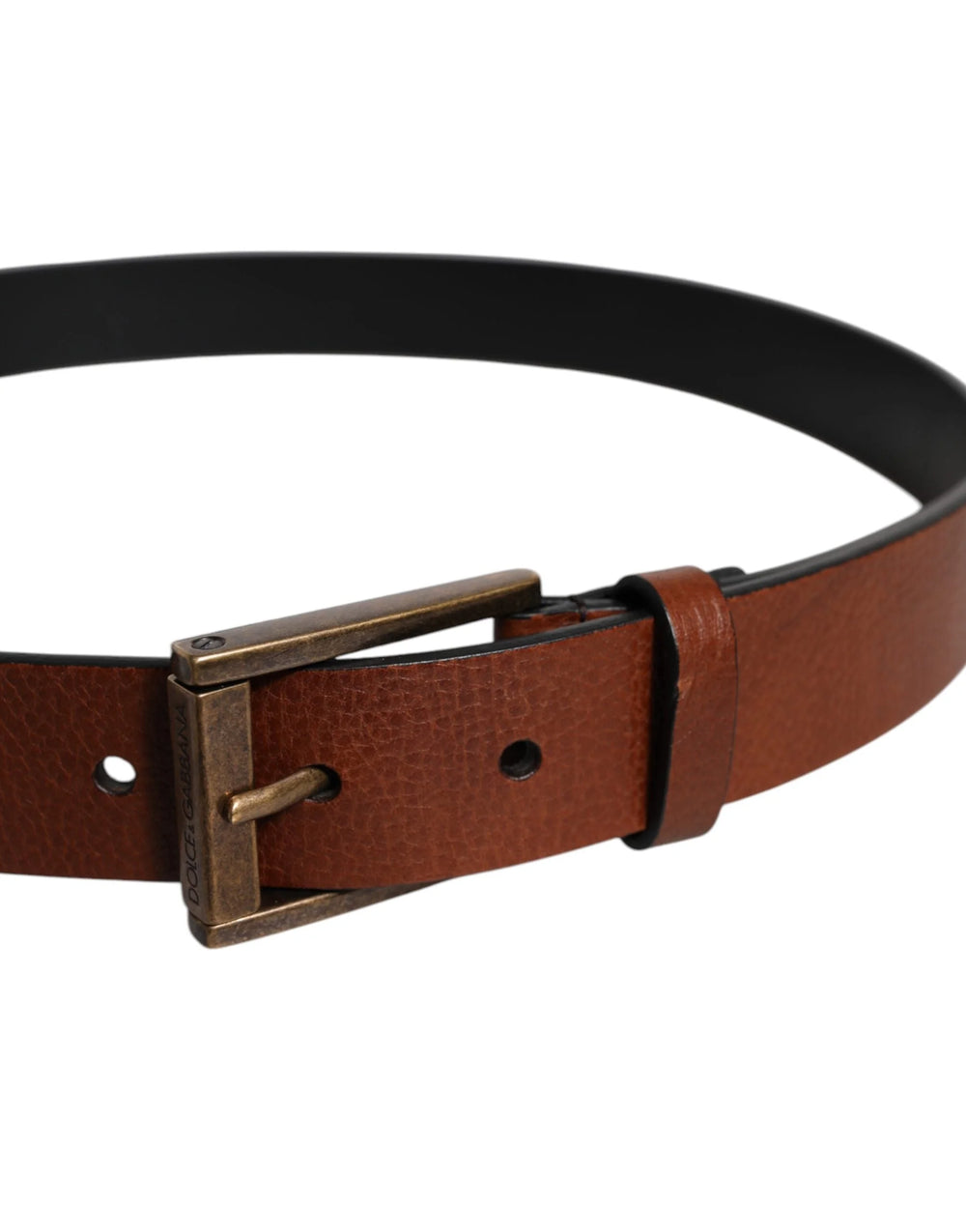 Dolce & Gabbana Brown Calf Leather Classic Metal Buckle Belt - Belts