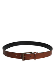 Dolce & Gabbana Brown Calf Leather Classic Metal Buckle Belt - Belts