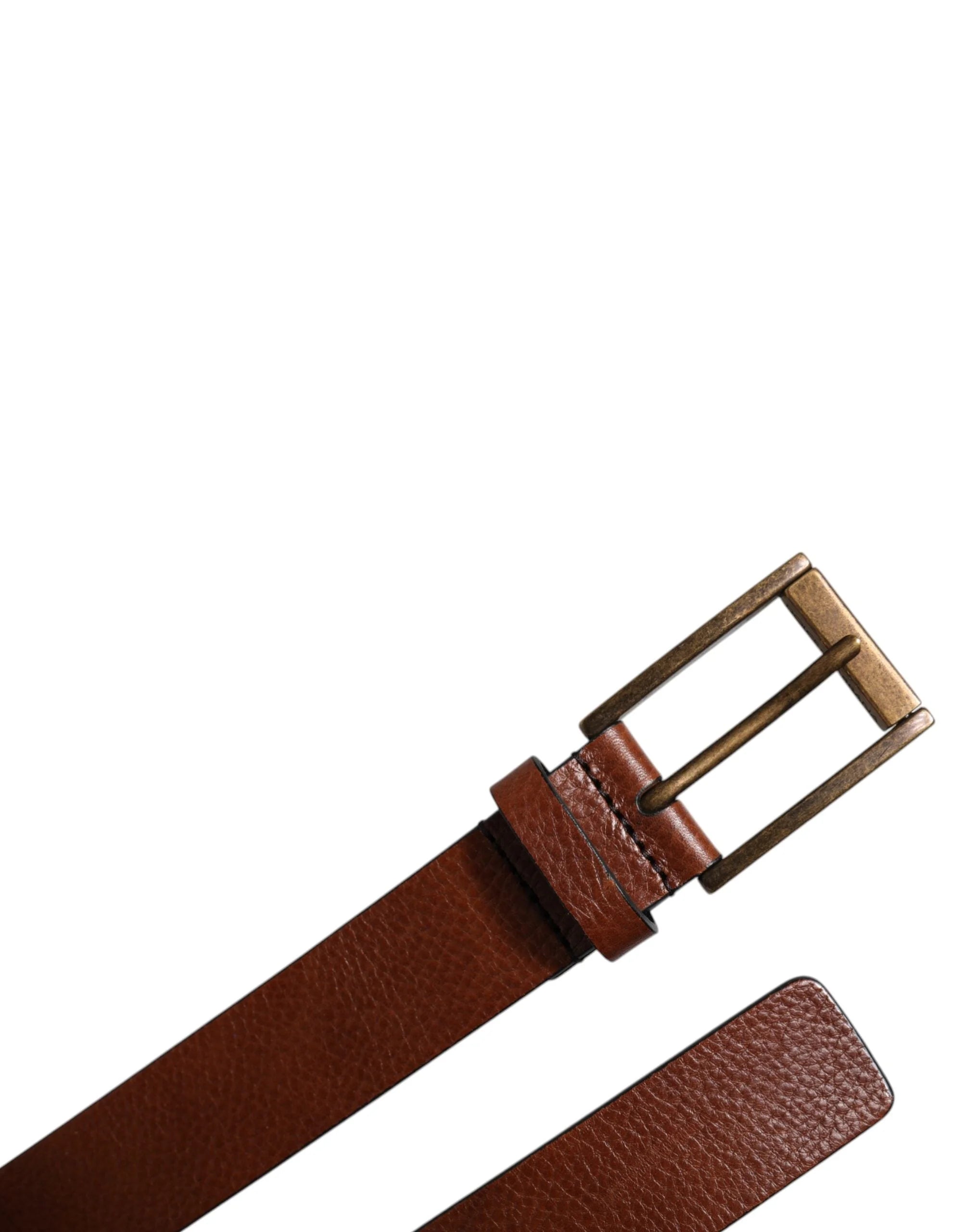 Dolce & Gabbana Brown Calf Leather Classic Metal Buckle Belt - Belts