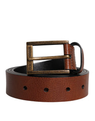Dolce & Gabbana Brown Calf Leather Classic Metal Buckle Belt - Belts