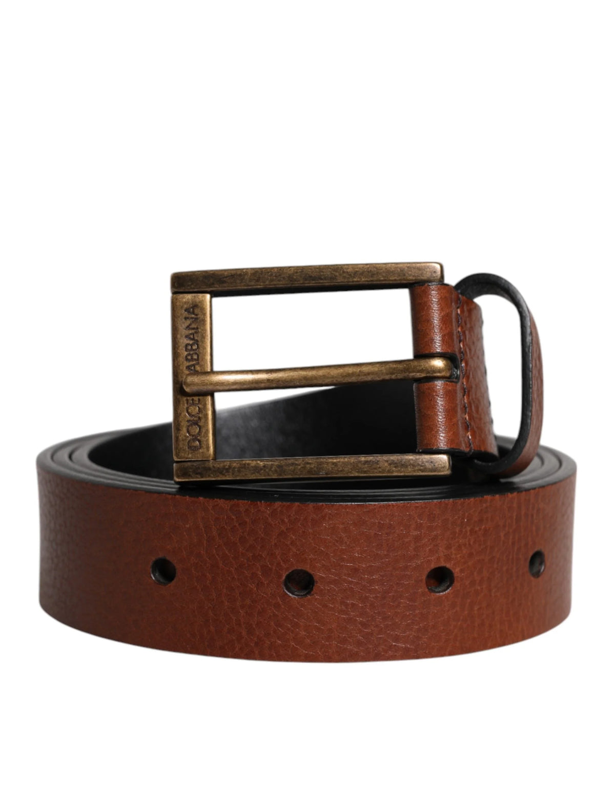 Dolce & Gabbana Brown Calf Leather Classic Metal Buckle Belt - Belts