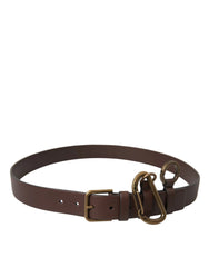 Dolce & Gabbana Brown Calf Leather Gold Metal Buckle Belt - 100 cm / 40 Inches - Belts