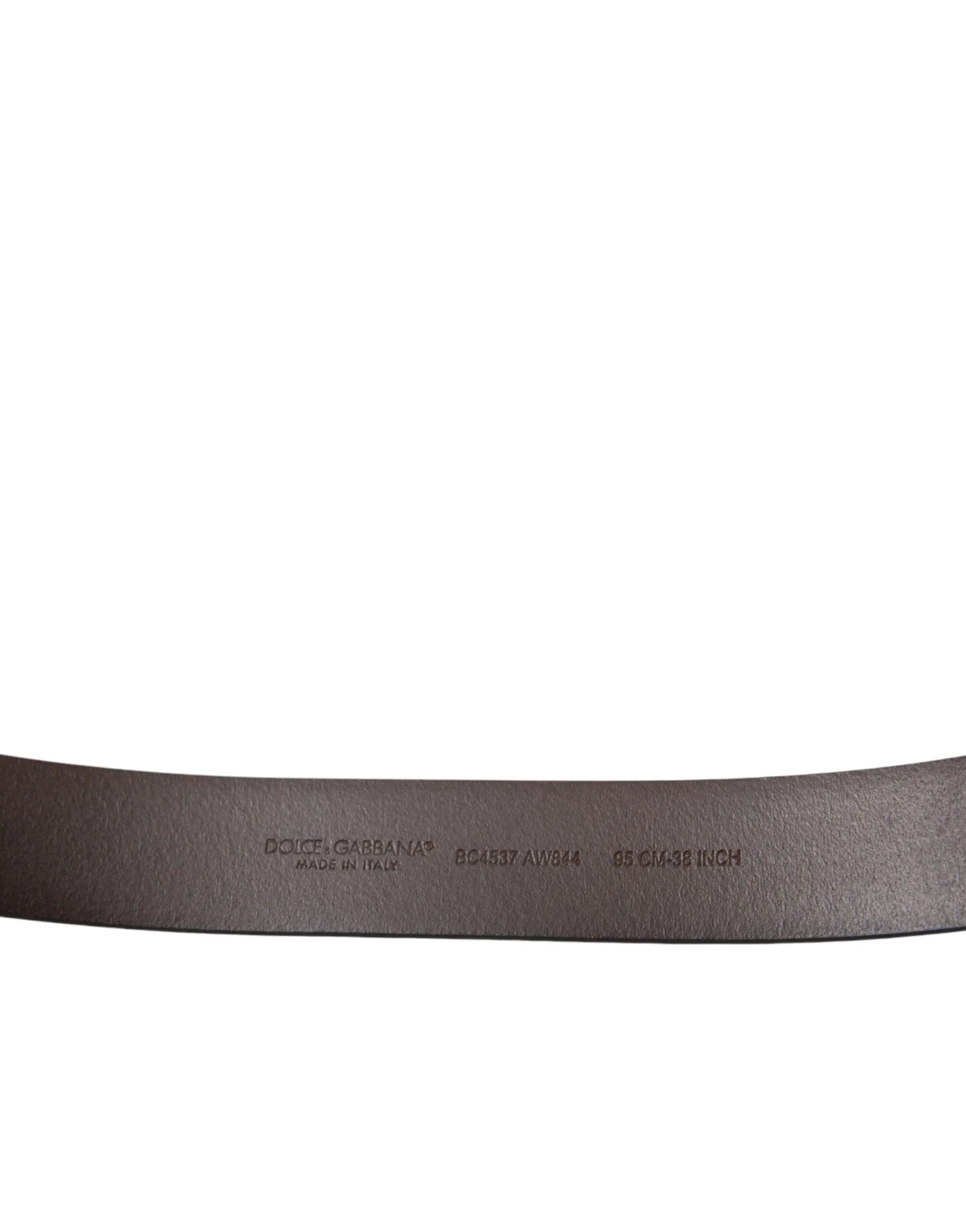 Dolce & Gabbana Brown Calf Leather Gold Metal Buckle Belt - Belts