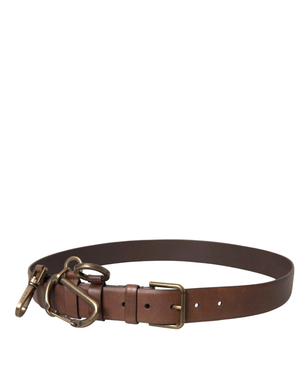 Dolce & Gabbana Brown Calf Leather Gold Metal Buckle Belt Men - 90 cm / 36 Inches - Belts