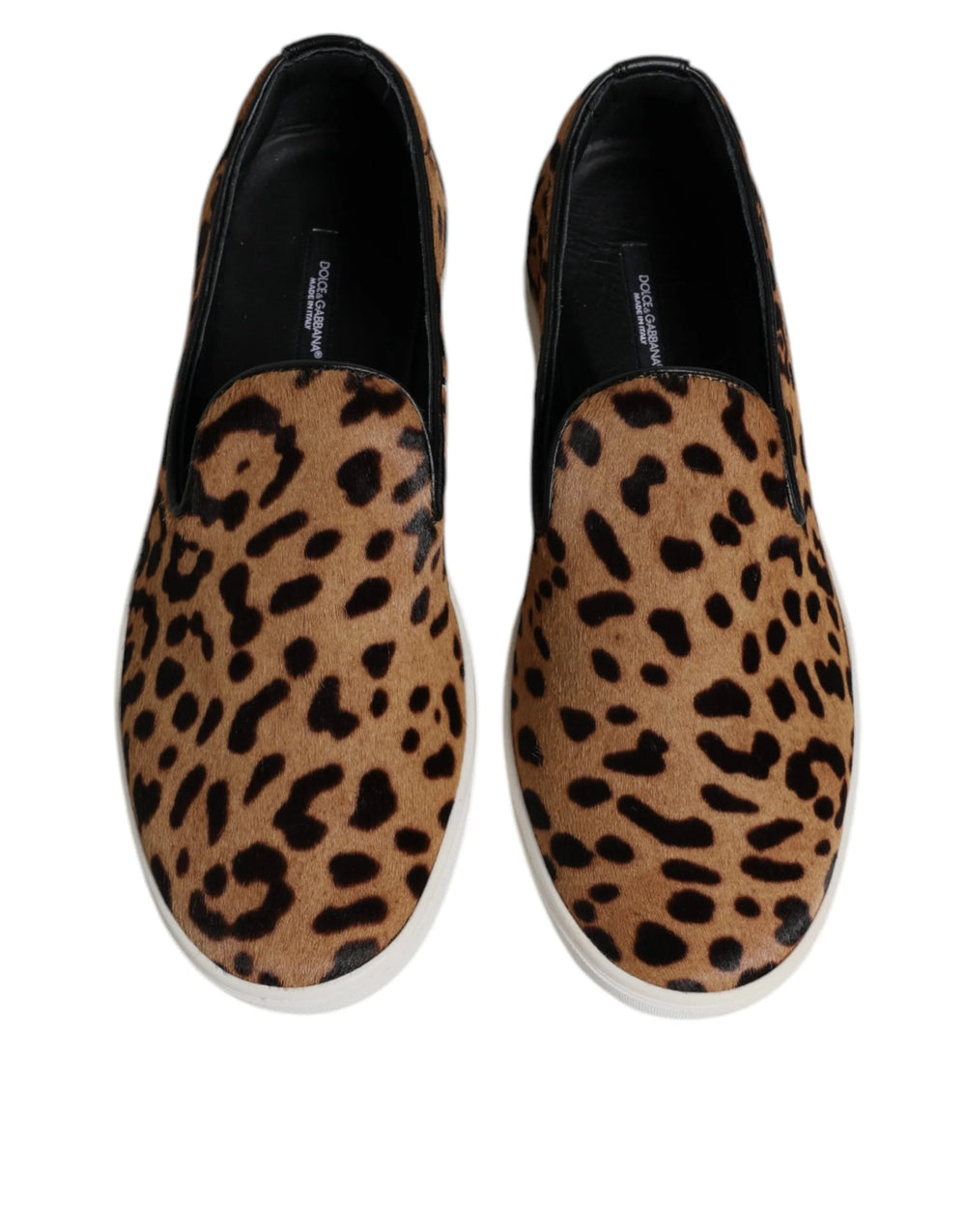 Dolce & Gabbana Brown Calfskin Fur Leopard Sneakers Shoes - EU41.5/US8.5 - Sneakers