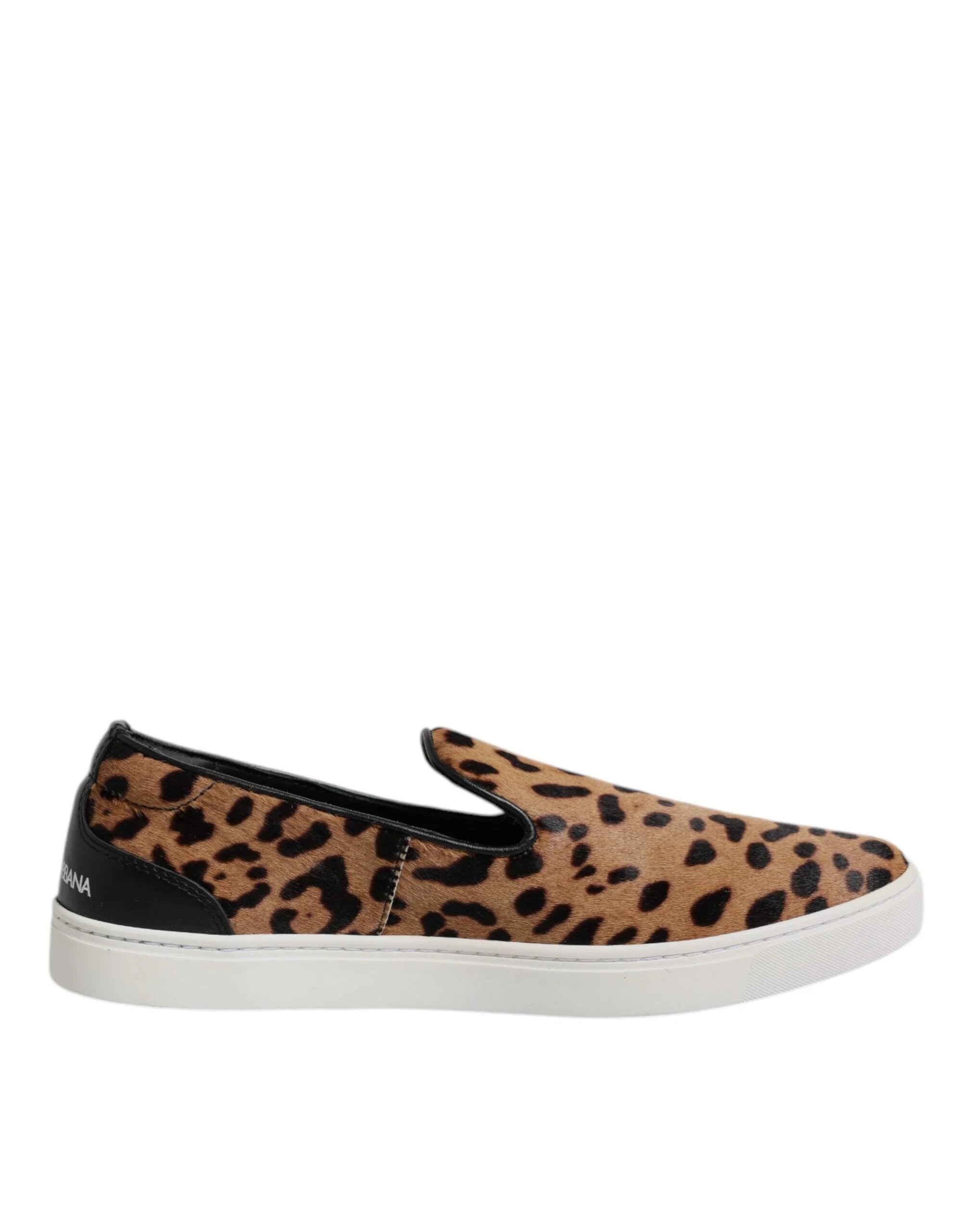 Dolce & Gabbana Brown Calfskin Fur Leopard Sneakers Shoes - EU41.5/US8.5 - Sneakers