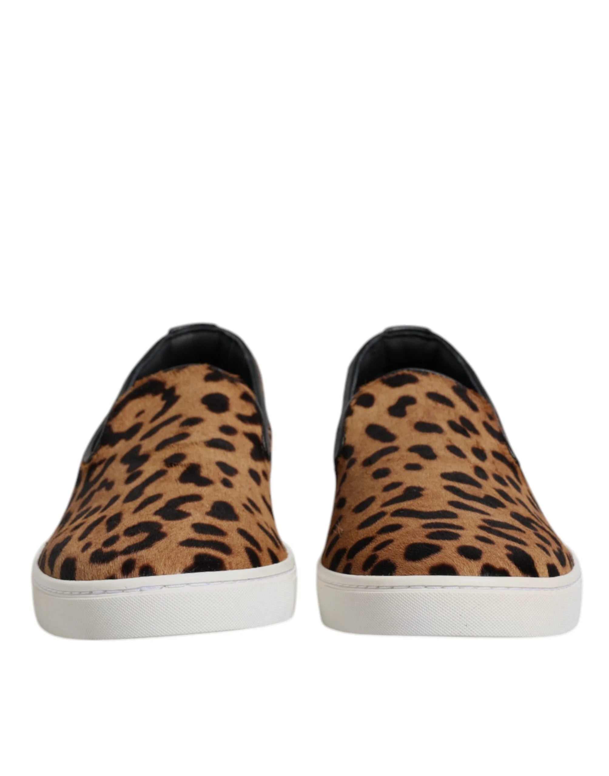 Dolce & Gabbana Brown Calfskin Fur Leopard Sneakers Shoes - EU41.5/US8.5 - Sneakers