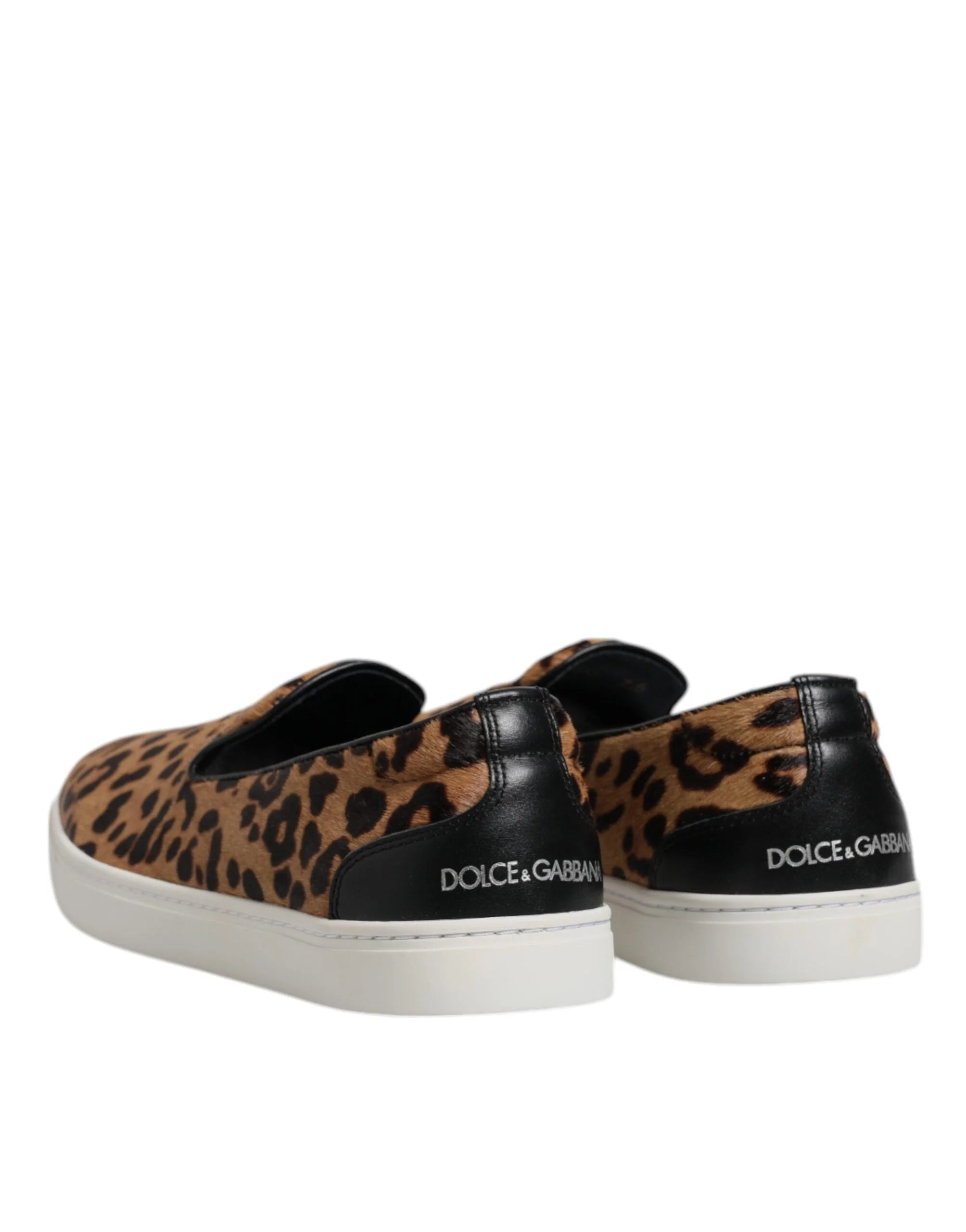 Dolce & Gabbana Brown Calfskin Fur Leopard Sneakers Shoes - EU41.5/US8.5 - Sneakers