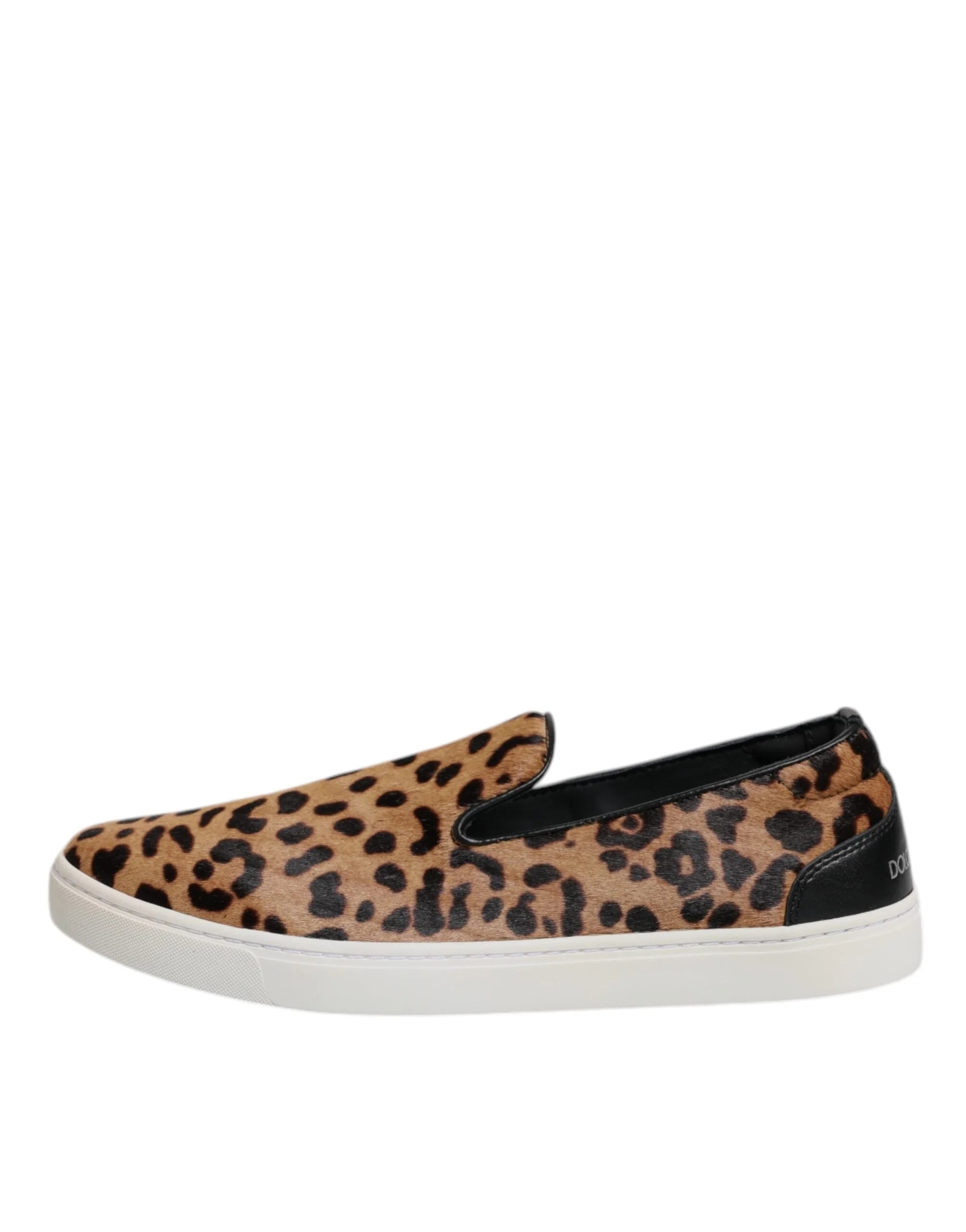 Dolce & Gabbana Brown Calfskin Fur Leopard Sneakers Shoes - EU41.5/US8.5 - Sneakers