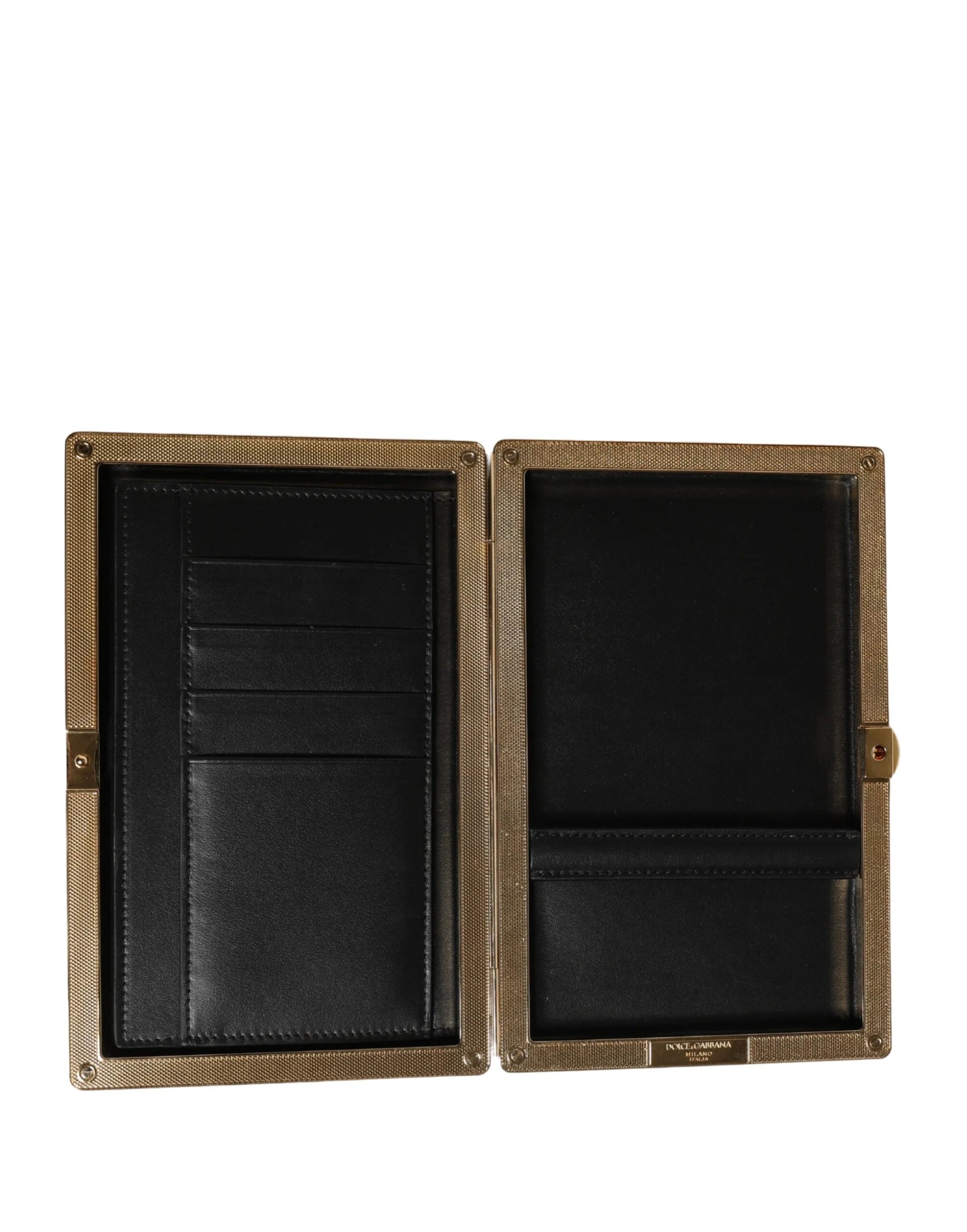 Dolce & Gabbana Brown Calfskin Leather Clutch Evening Women Purse Bag - Clutch Bags