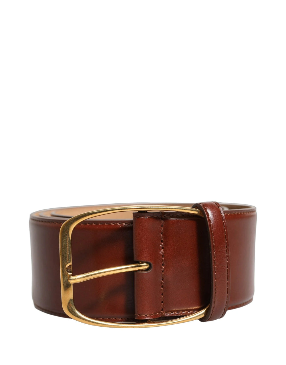 Dolce & Gabbana Brown Calfskin Leather Gold Metal Buckle Belt - 85 cm / 34 Inches