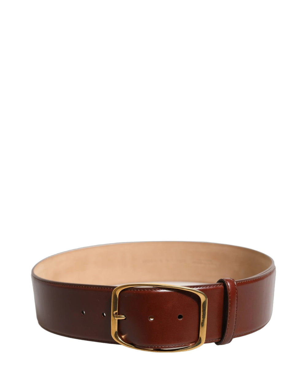 Dolce & Gabbana Brown Calfskin Leather Gold Metal Buckle Belt - 85 cm / 34 Inches