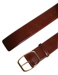 Dolce & Gabbana Brown Calfskin Leather Gold Metal Buckle Belt - 85 cm / 34 Inches