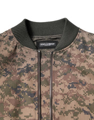 Dolce & Gabbana Brown Camouflage Bomber Full Zip Jacket - IT56 | XXL - Bomber Jackets