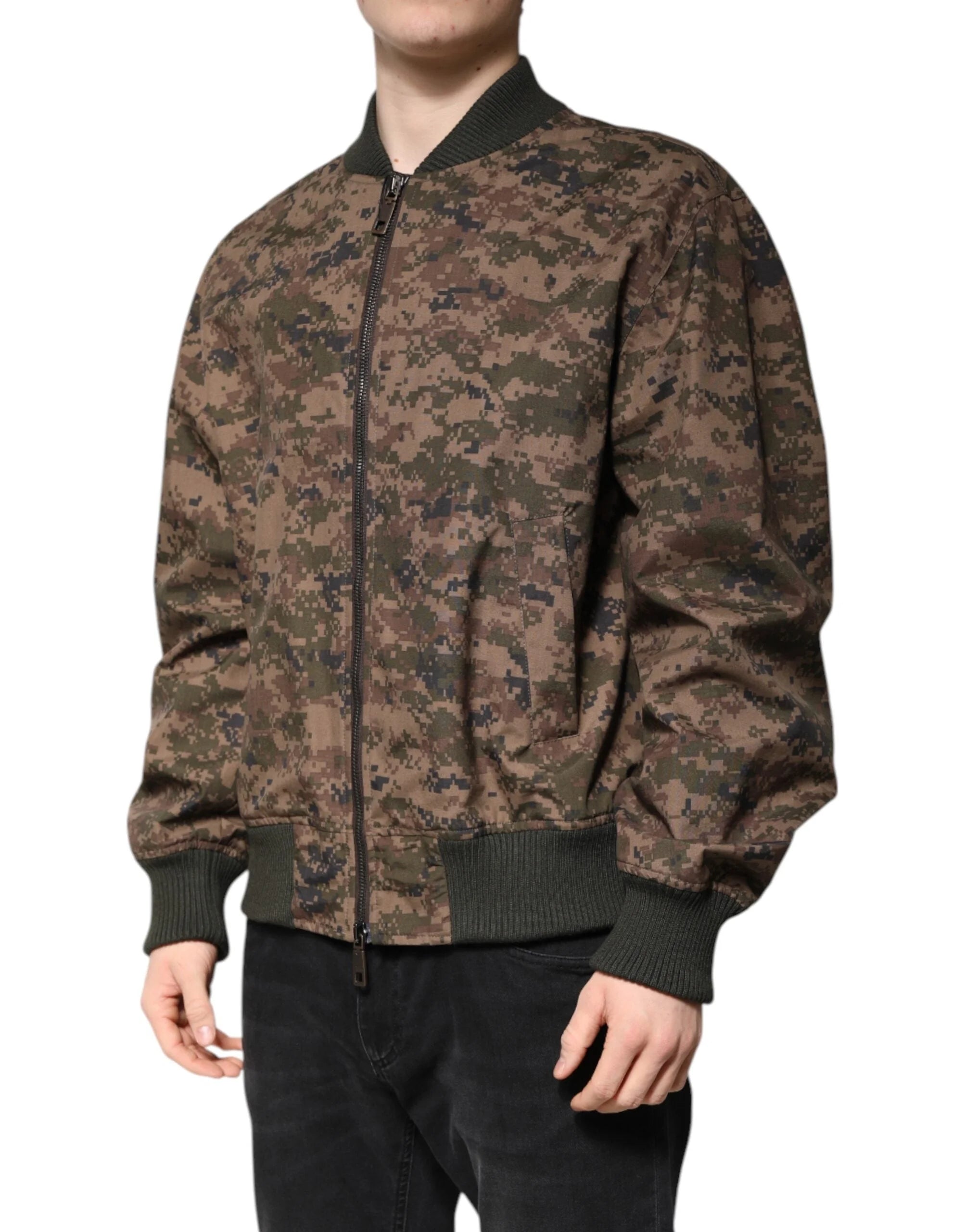 Dolce & Gabbana Brown Camouflage Bomber Full Zip Jacket - IT56 | XXL - Bomber Jackets