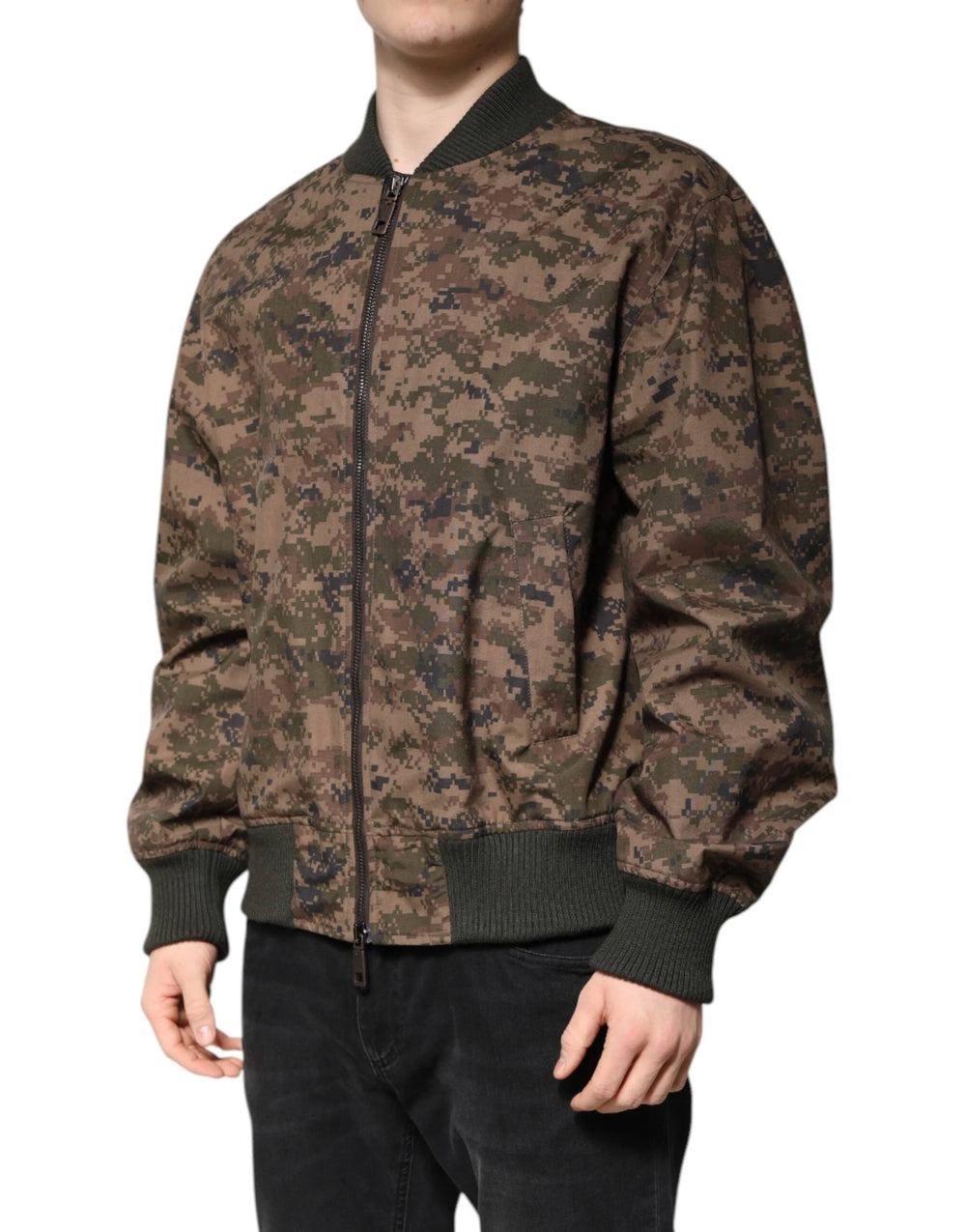Dolce & Gabbana Brown Camouflage Bomber Full Zip Jacket - IT56 | XXL - Bomber Jackets