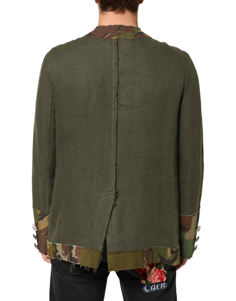 Dolce & Gabbana Brown Camouflage Linen Button Down Jacket - IT46 | S - Sport Jackets