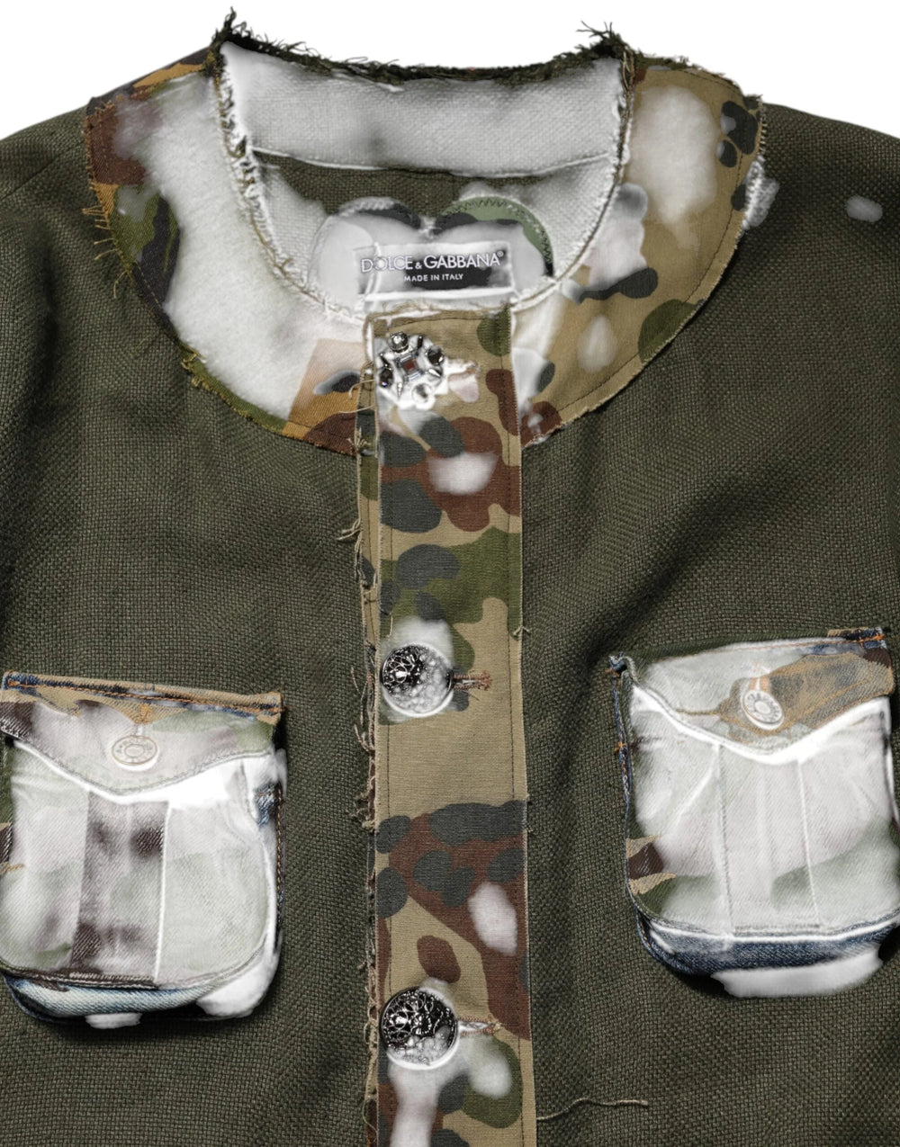 Dolce & Gabbana Brown Camouflage Linen Button Down Jacket - IT46 | S - Sport Jackets
