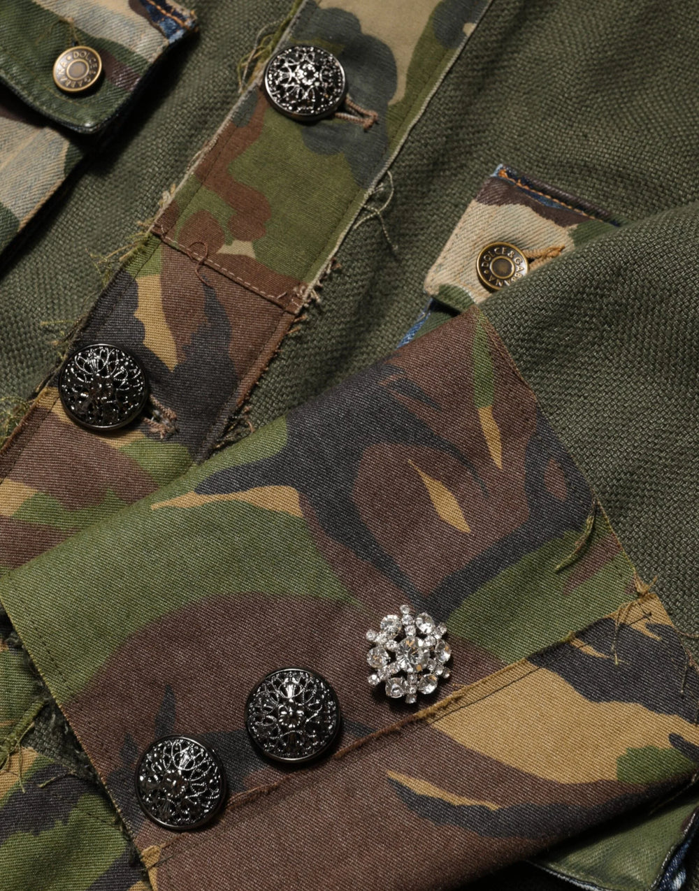 Dolce & Gabbana Brown Camouflage Linen Button Down Jacket - IT46 | S - Sport Jackets