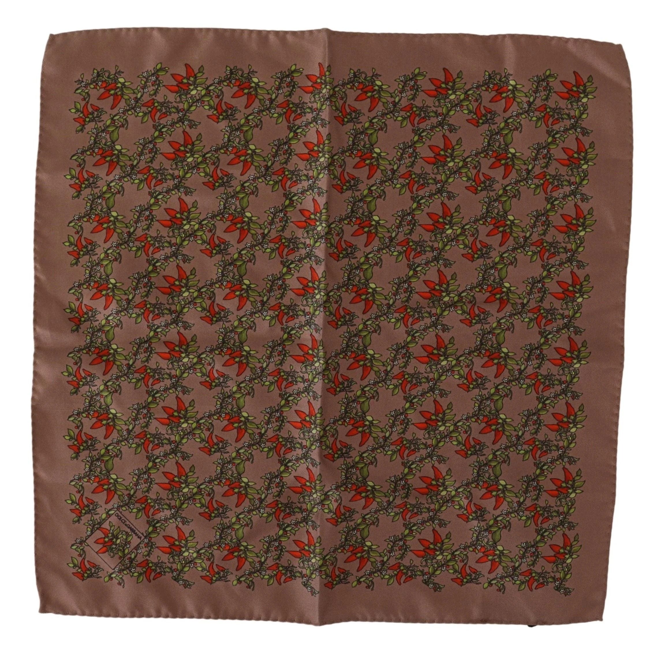 Dolce & Gabbana Brown Carrots Print Silk Handkerchief - Handkerchiefs