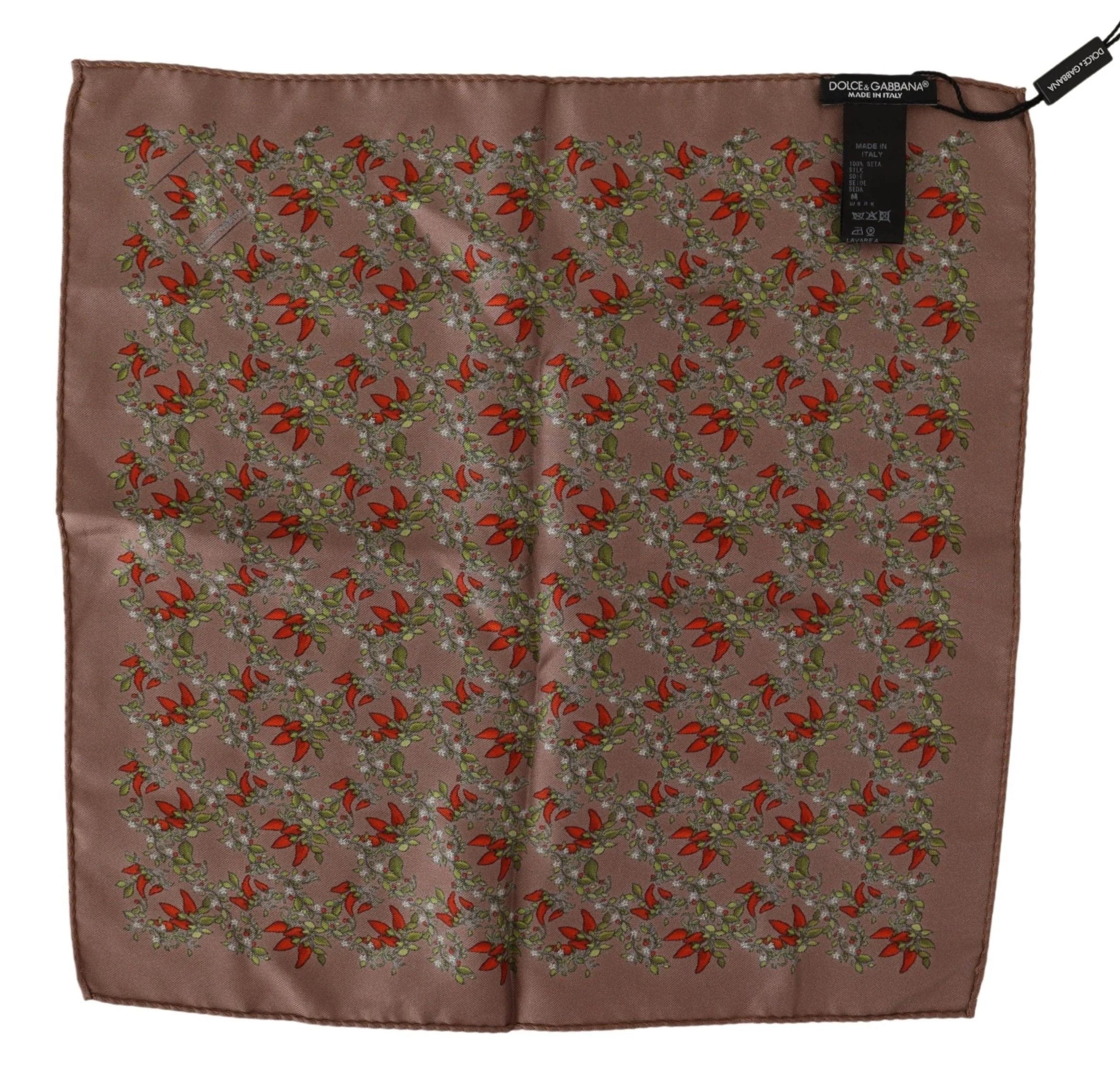 Dolce & Gabbana Brown Carrots Print Silk Handkerchief - Handkerchiefs