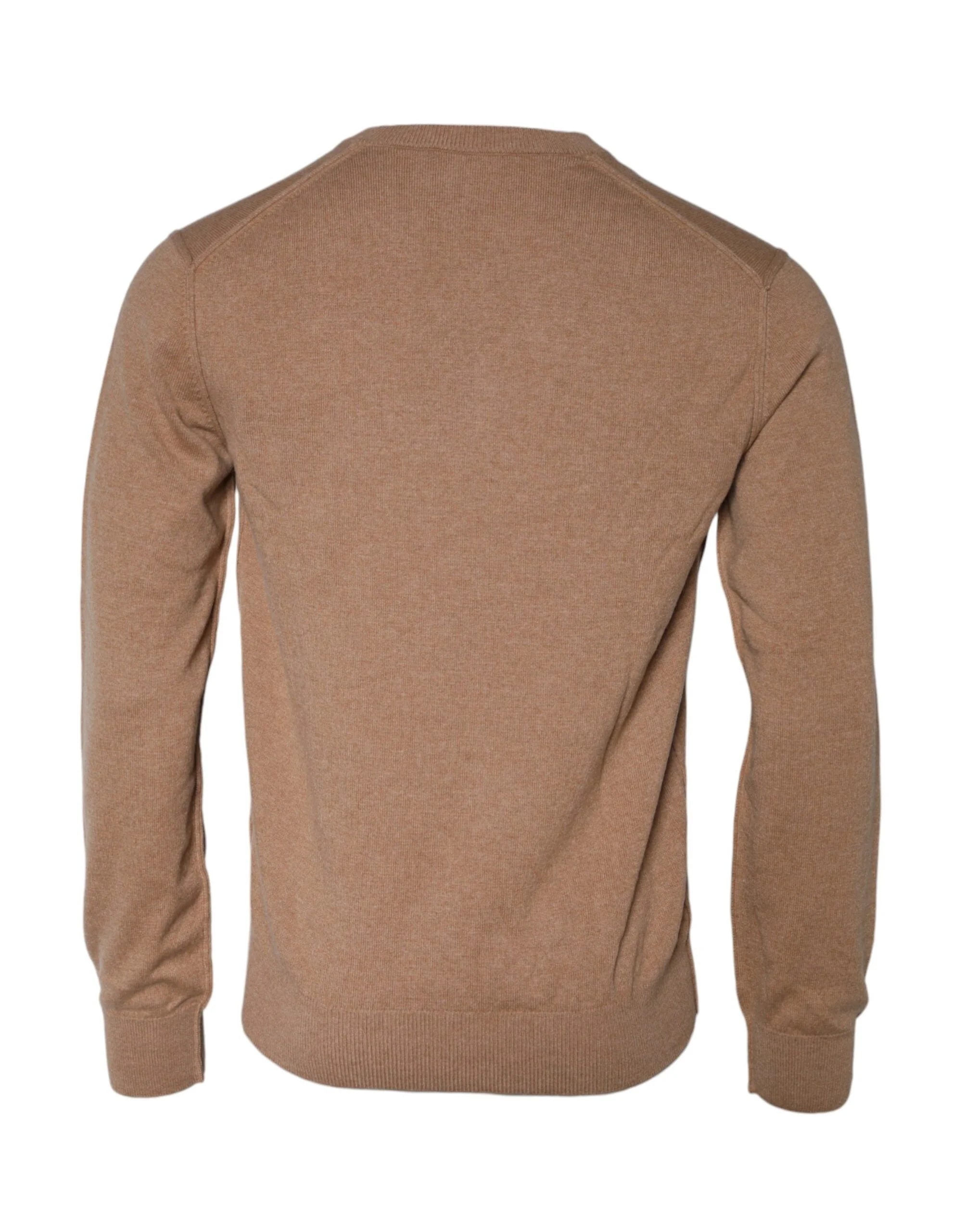 Dolce & Gabbana Brown Cashmere Knit V-neck Pullover Sweater - Sweaters