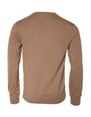 Dolce & Gabbana Brown Cashmere Knit V-neck Pullover Sweater - Sweaters