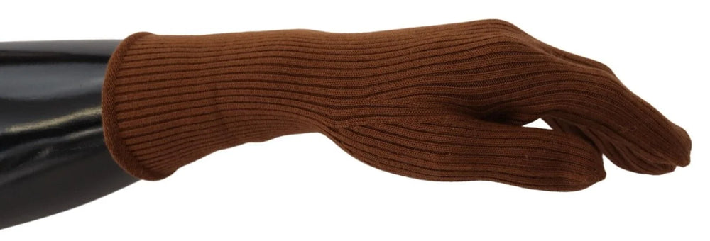 Dolce & Gabbana Brown Cashmere Knitted Hands Mitten Mens Gloves - 9|M - Gloves & Mittens