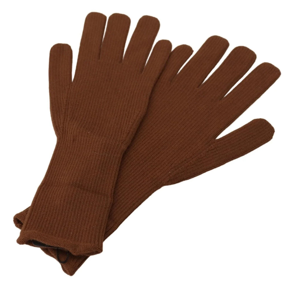 Dolce & Gabbana Brown Cashmere Knitted Hands Mitten Mens Gloves - 9|M - Gloves & Mittens