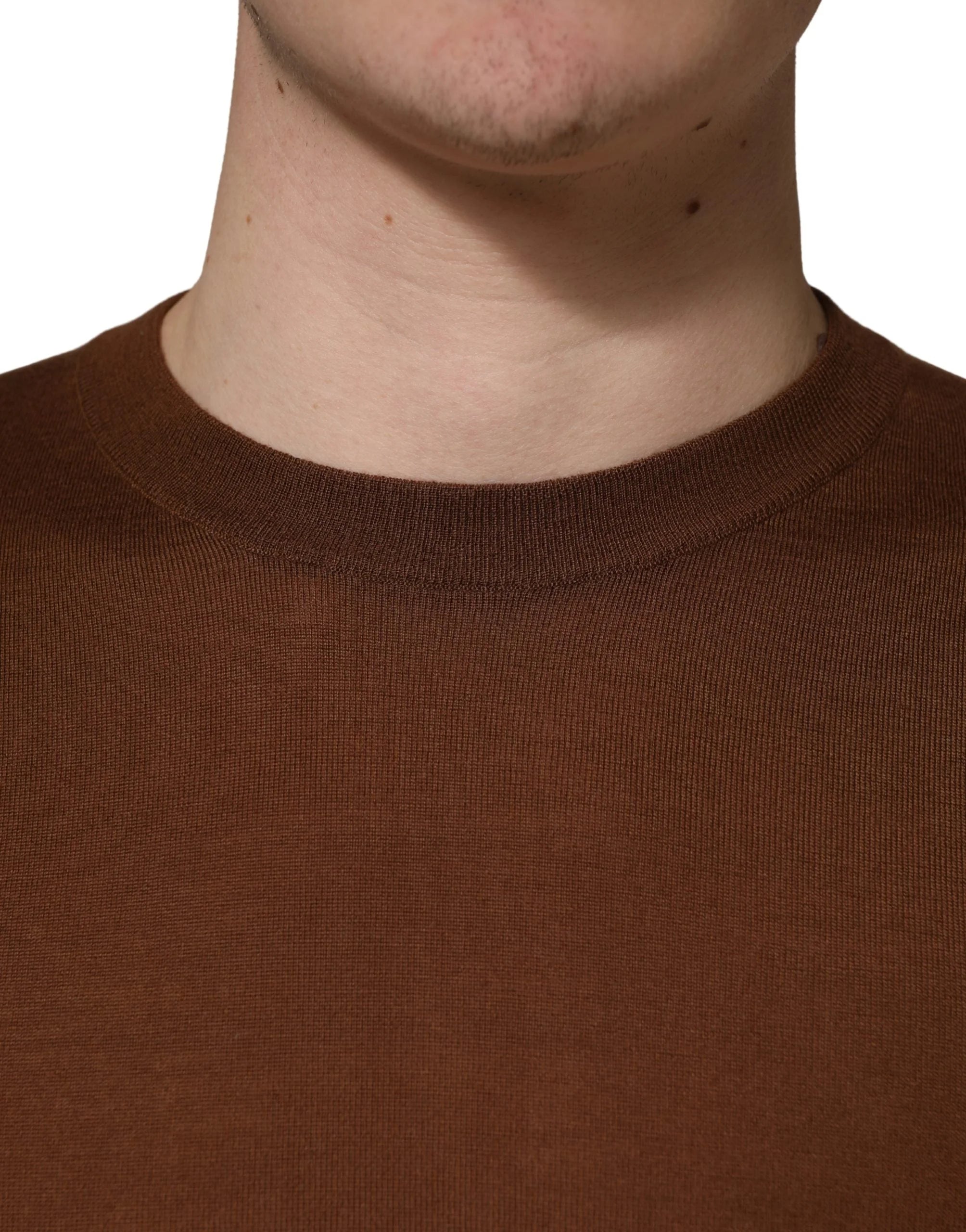 Dolce & Gabbana Brown Cashmere Men Crew Neck Pullover Sweater - IT46 | S