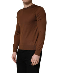 Dolce & Gabbana Brown Cashmere Men Crew Neck Pullover Sweater - IT46 | S