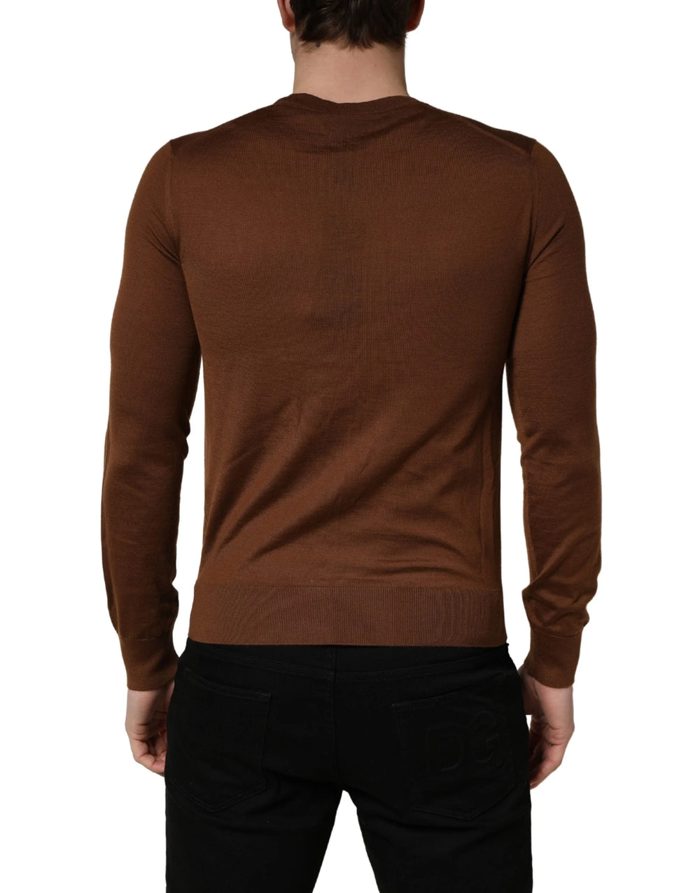 Dolce & Gabbana Brown Cashmere Men Crew Neck Pullover Sweater - IT46 | S