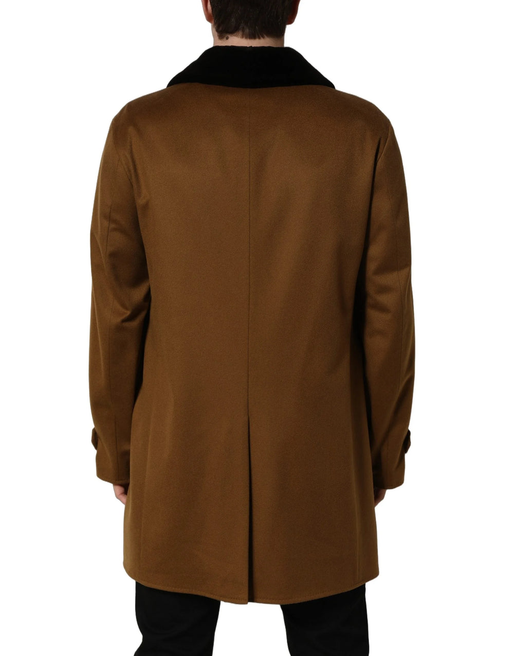 Dolce & Gabbana Brown Cashmere Mink Fur Men Overcoat Jacket - IT48 | M