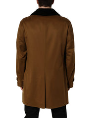 Dolce & Gabbana Brown Cashmere Mink Fur Men Overcoat Jacket - IT48 | M