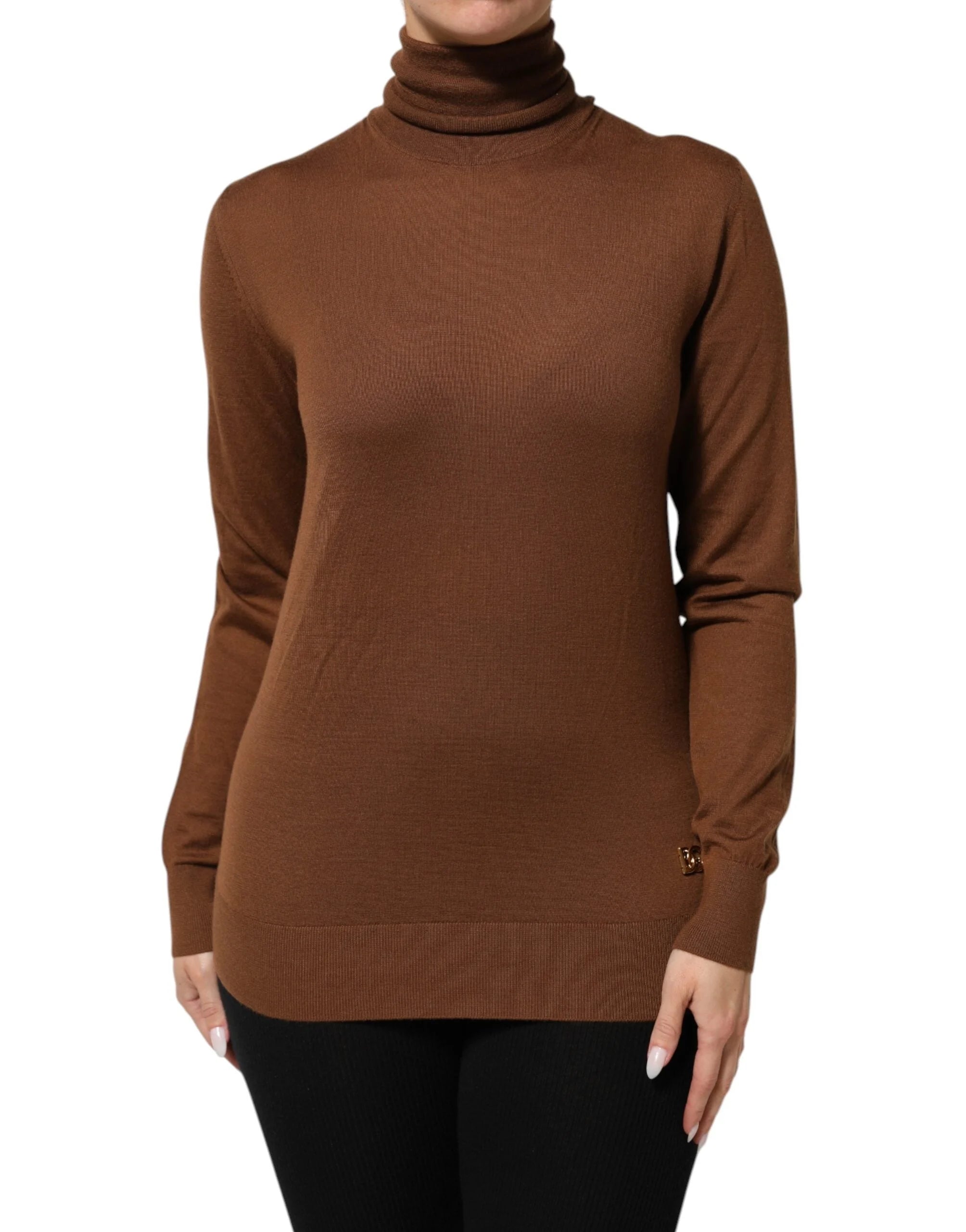Dolce & Gabbana Brown Cashmere Turtle Neck Pullover Sweater - IT36|XXS - Sweaters