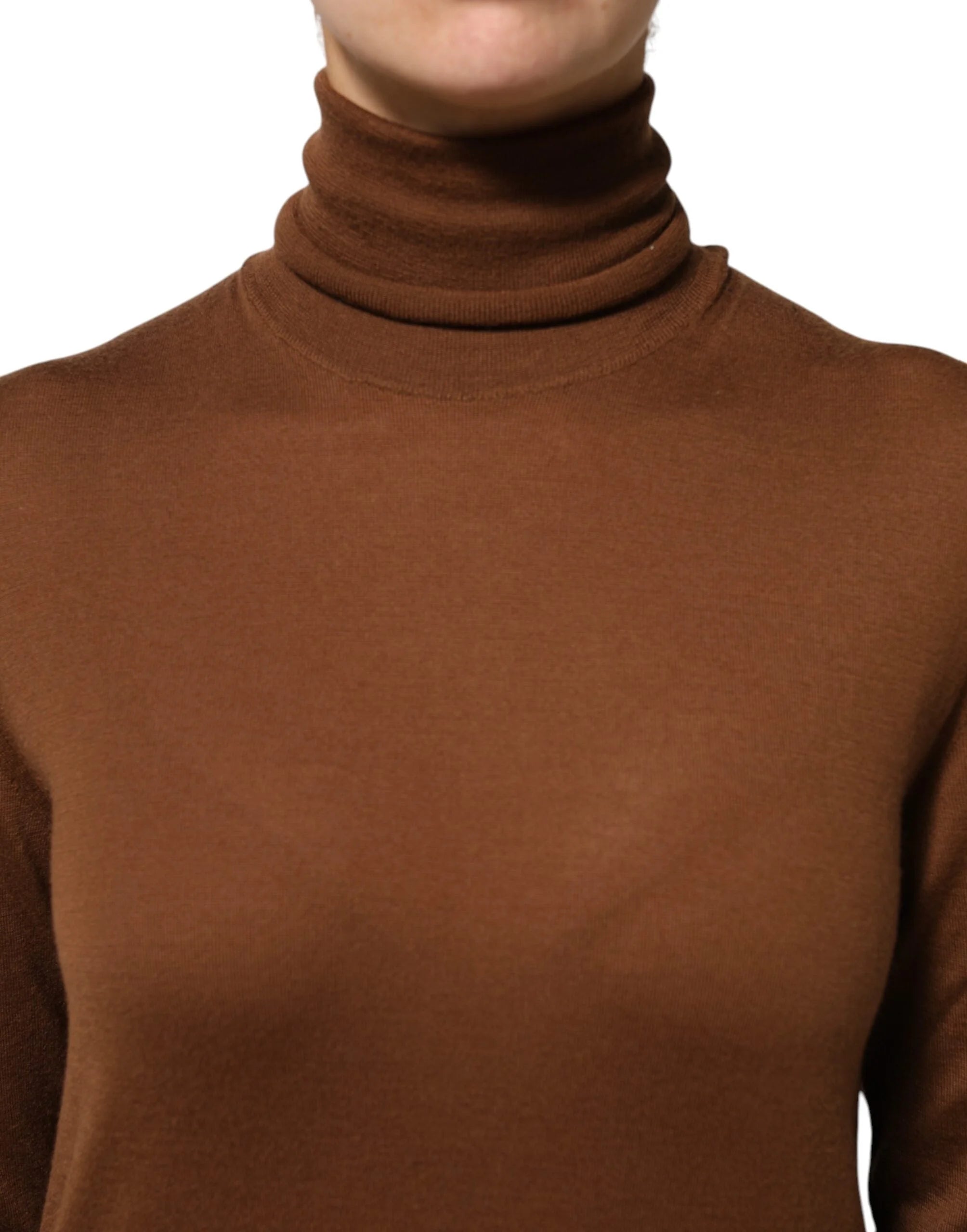 Dolce & Gabbana Brown Cashmere Turtle Neck Pullover Sweater - IT36|XXS - Sweaters